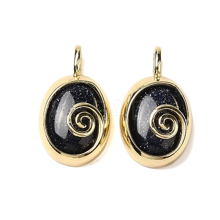 Synthetic Blue Goldstone Oval Pendants G-K371-01G-04-1