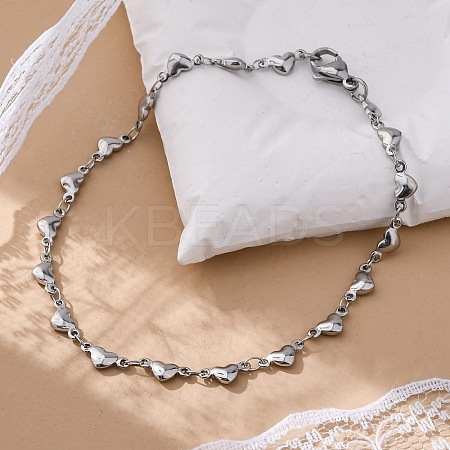 Tarnish Resistant 304 Stainless Steel Heart Link Bracelets BJEW-M121-03P-1