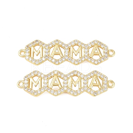 Mother's Day Brass Micro Pave Clear Cubic Zirconia Connector Charm KK-F931-27D-G-1