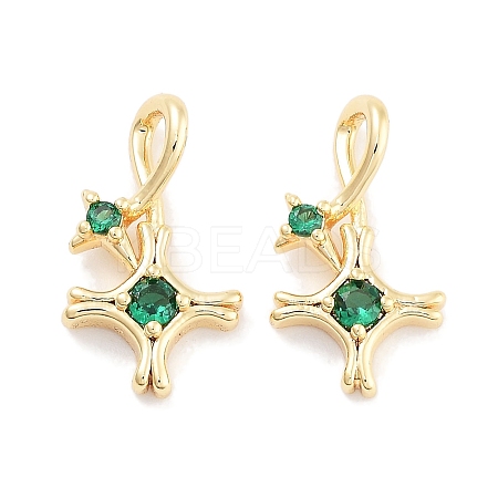 Brass with Cubic Zirconia Pendants X-KK-P271-34G-1