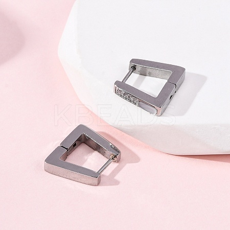 304 Stainless Steel Clear Cubic Zirconia Trapezoid Hoop Earrings EJEW-D331-17P-1