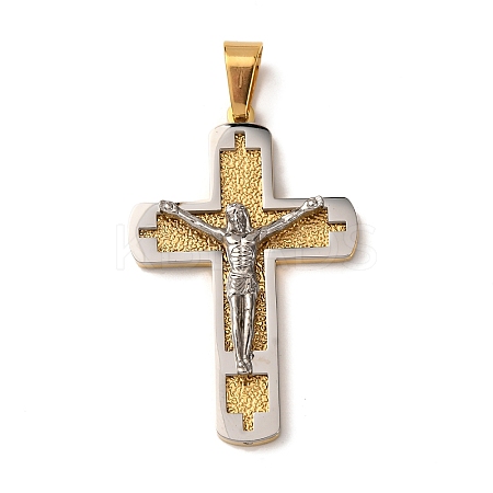 304 Stainless Steel Religion Jesus Cross Pendants STAS-F323-08PG-1