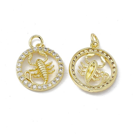 Real 18K Gold Plated Brass Micro Pave Clear Cubic Zirconia Pendants KK-E068-VB409-8-1