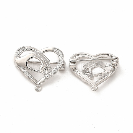 Cubic Zirconia Heart with Hand Brooch Pin JEWB-M025-01P-1