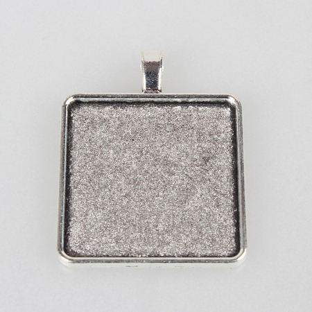 Tibetan Style Alloy Square Pendant Cabochon Settings X-TIBEP-N003-05AS-1