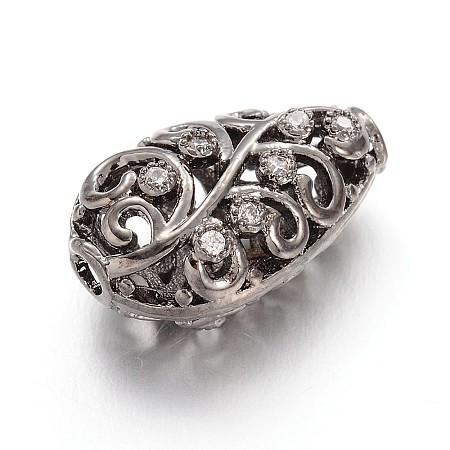 Brass Micro Pave Cubic Zirconia Beads ZIRC-K031-02B-1