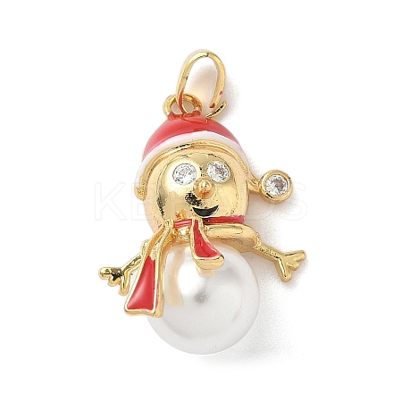 Christmas Brass Micro Pave Cubic Zirconia Enamel Pendants KK-K305-10B-G-1
