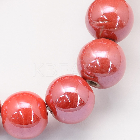 Pearlized Handmade Porcelain Round Beads X-PORC-S489-8mm-14-1