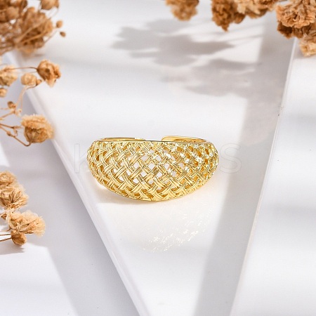 Rack Plating Brass Cuff Finger Rings for Women RJEW-M028-20G-1