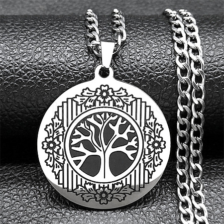 201 Stainless Steel Pendant Necklaces NJEW-C066-01P-1