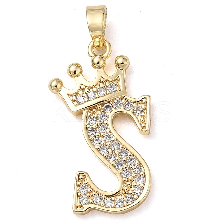 Rack Plating Brass Micro Pave Cubic Zirconia Pendants KK-D535-01S-RS-1