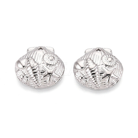 304 Stainless Steel Shell Shape with Starfish & Conch Pendants STAS-T069-46P-1