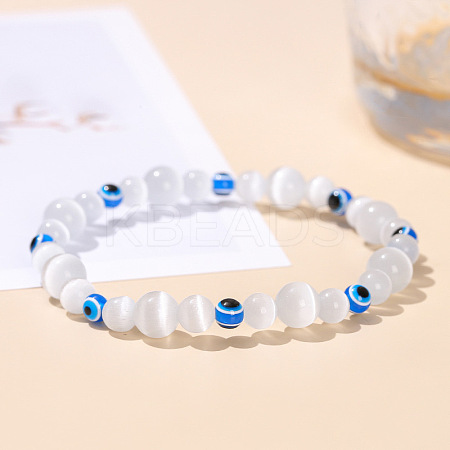Opalite & Evil Eye Stretch Bracelet CM5501-1-1