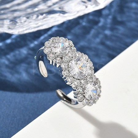 Brass Micro Pave Cubic Zirconia Cuff Rings RJEW-H256-02P-02-1