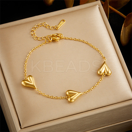 Heart Stainless Steel Link Bracelets WGCB0A8-03-1