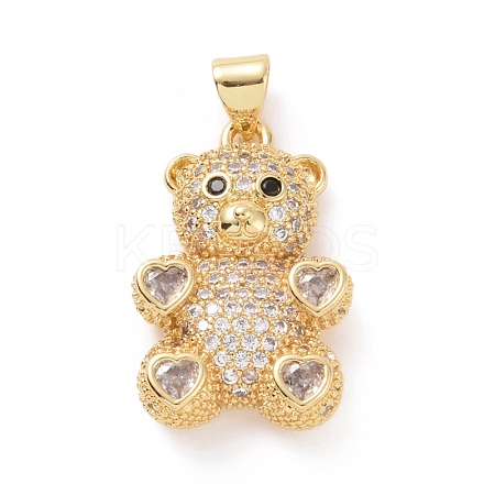 Brass Cubic Zirconia Pendants ZIRC-K089-14G-01-1