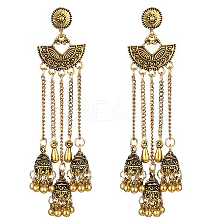 Alloy Fan Tassel Chandelier Earrings FS-WG889C6-02-1