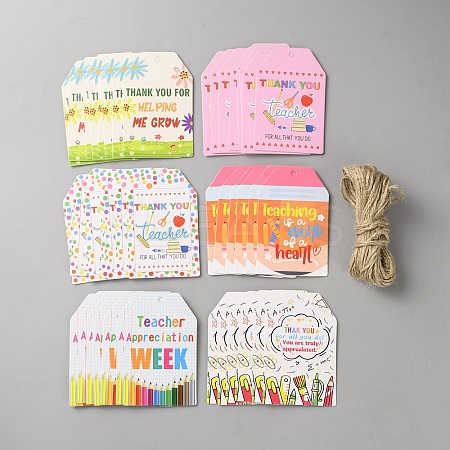 60Pcs 6 Styles Teachers' Day Printed Paper Girf Tags DJ-DIY-WH20062-45-1