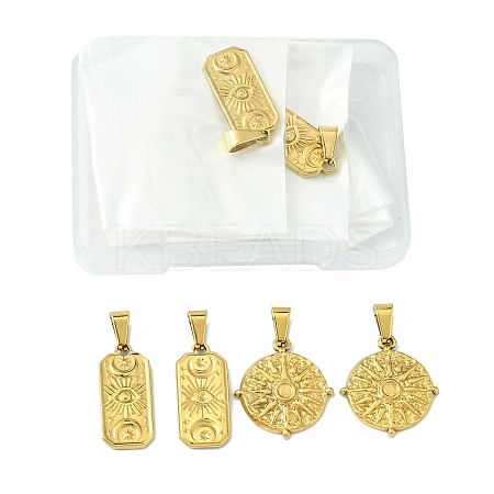 8Pcs 2 Style PVD Vacuum Plating 304 Stainless Steel Pendants STAS-UN0046-94-1