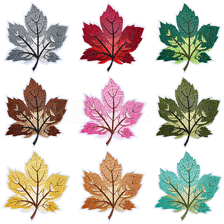 9Pcs Leaf Computerized Embroidery Cloth Iron on/Sew on Patches PATC-WH20006-007-1