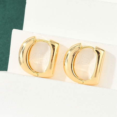 Brass D-Shaped Hoop Earrings EJEW-Q016-17G-1