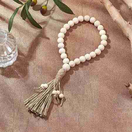 Handmade Wood Beads Door Hanging Ornaments HJEW-JM02971-1