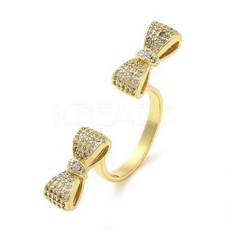 Brass Micro Pave Cubic Zirconia Cuff Rings RJEW-P102-04G-1