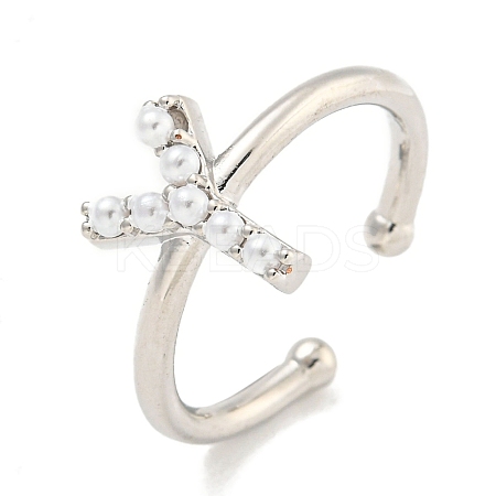Rack Plating Brass Open Cuff Rings for Women RJEW-F162-01P-Y-1