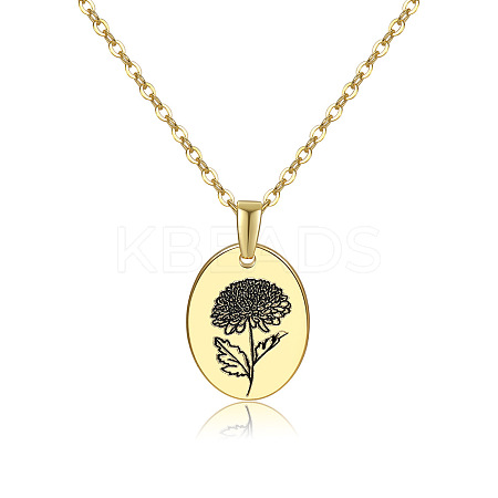 Brass Birth Month Flower Pendant Necklace HUDU-PW0001-034K-1-1
