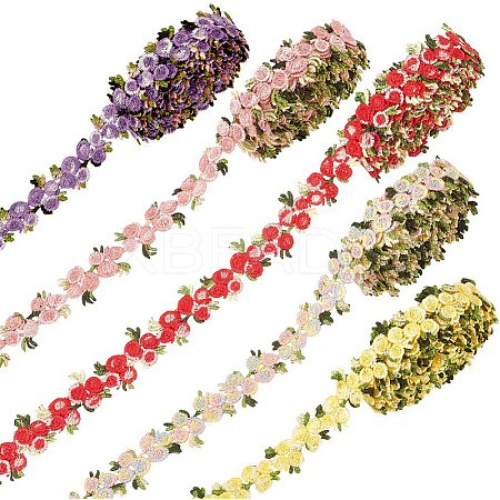 15 Yards 5 Colors Polyester Flower Lace Trim OCOR-PH0002-80-1