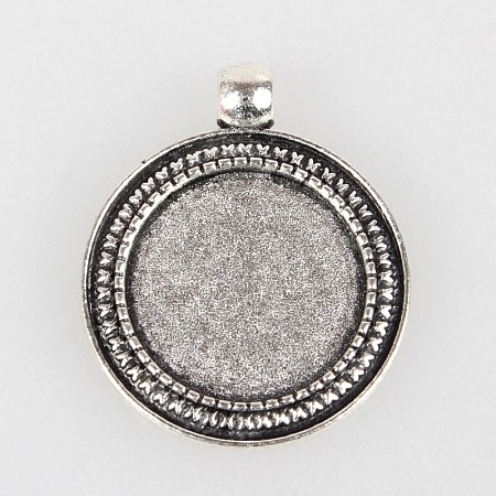 Vintage Tibetan Style Alloy Pendant Cabochon Bezel Settings X-TIBEP-O006-07AS-1