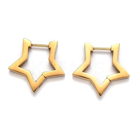304 Stainless Steel Star Huggie Hoop Earrings STAS-J033-05G-1