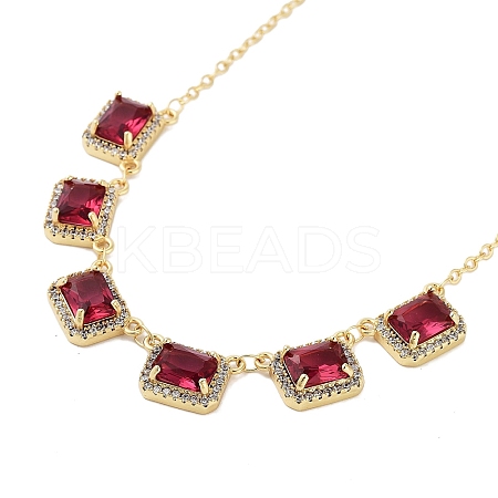 Rack Plating Brass Micro Pave Cubic Zirconia Necklaces NJEW-M215-03G-02-1