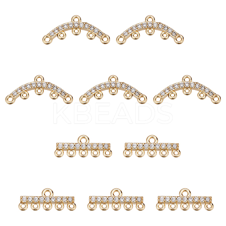 10Pcs 2 Styles Brass Micro Pave Cubic Zirconia Chandelier Component Links FIND-AR0005-59-1