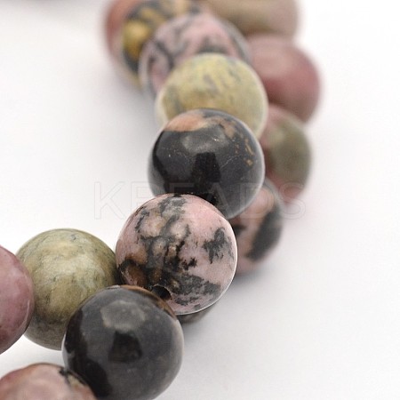 Round Natural Rhodonite Beads Strands G-M136-8mm-1
