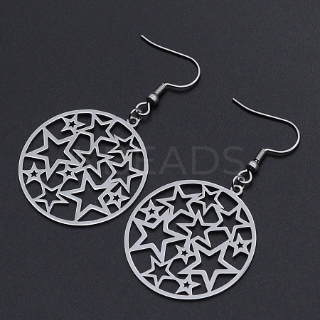 Tarnish Resistant 201 Stainless Steel Dangle Earrings STAS-S105-JN608-1-1