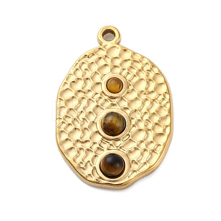 304 Stainless Steel Natural Tiger Eye Pendants LS-STAS-H235-09G-02-1