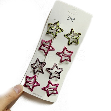 8Pcs Stars Alloy Snap Hair Clips for Girl PW-WG06244-02-1