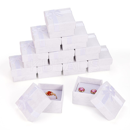 Square Paper Jewelry Ring Gift Boxes with Bowknot LS-CON-TAC0010-80E-1