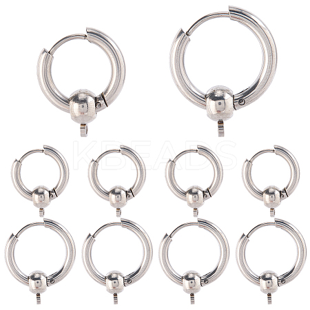 24Pcs 2 Styles 304 Stainless Steel Hoop Earring Findings FIND-SC0017-16A-1