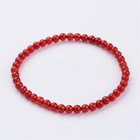 Natural Carnelian(Dyed & Heated) Beaded Stretch Bracelets BJEW-JB02459-03-1