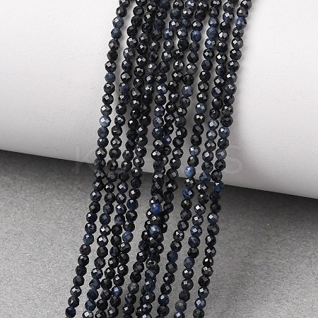 Natural Black Sapphire Beads Strands G-P625-2mm-01-1