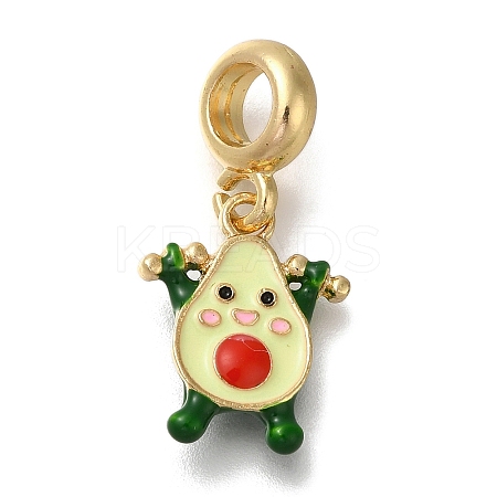 Rack Plating Alloy Green Enamel European Dangle Charms PALLOY-P307-17G-1