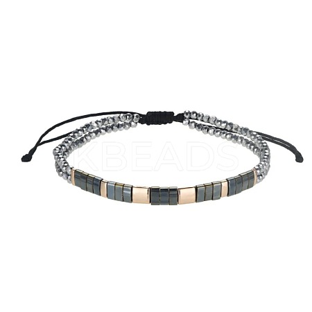 Bohemian Style Glass Seed Bead & Plastic Braided Bead Bracelets LS-QF8968-11-1