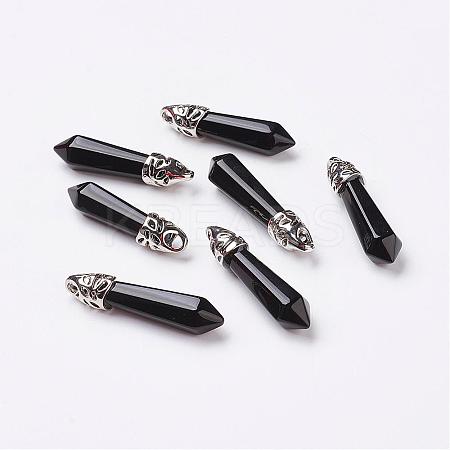 Natural Obsidian Pointed Pendants G-P309-14-1