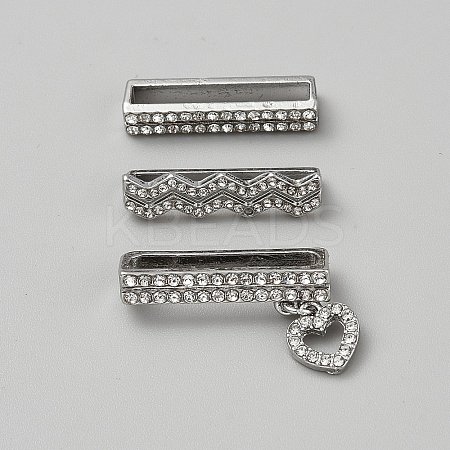 3Pcs 3 Styles Rectangle Zinc Alloy Watch Band Charms for Watch Loops Accesssories FIND-WH0111-649B-1