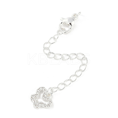 Brass Micro Pave Cubic Zirconia Ends with Chains KK-U043-01S-1