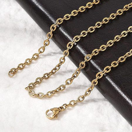 304 Stainless Steel Cable Chain Necklaces STAS-O053-33G-1