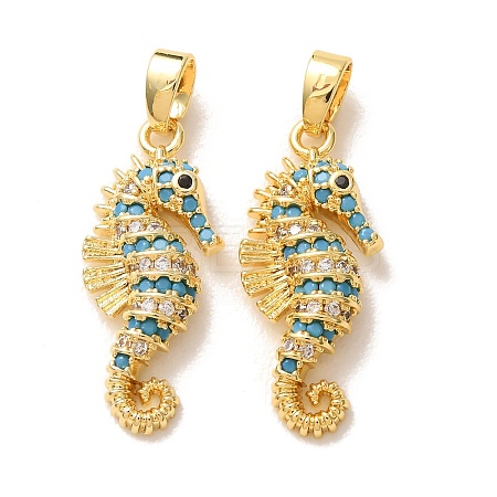 Brass Micro Pave Deep Sky Blue Cubic Zirconia Pendants CU-CBA9AB3-39G-1