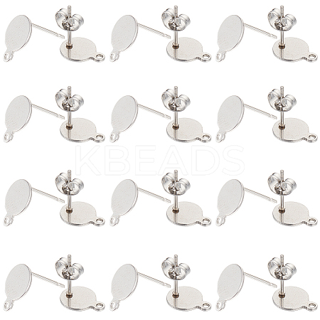 100Pcs Flat Round Shape 304 Stainless Steel Stud Earring Findings STAS-SC0008-60-1